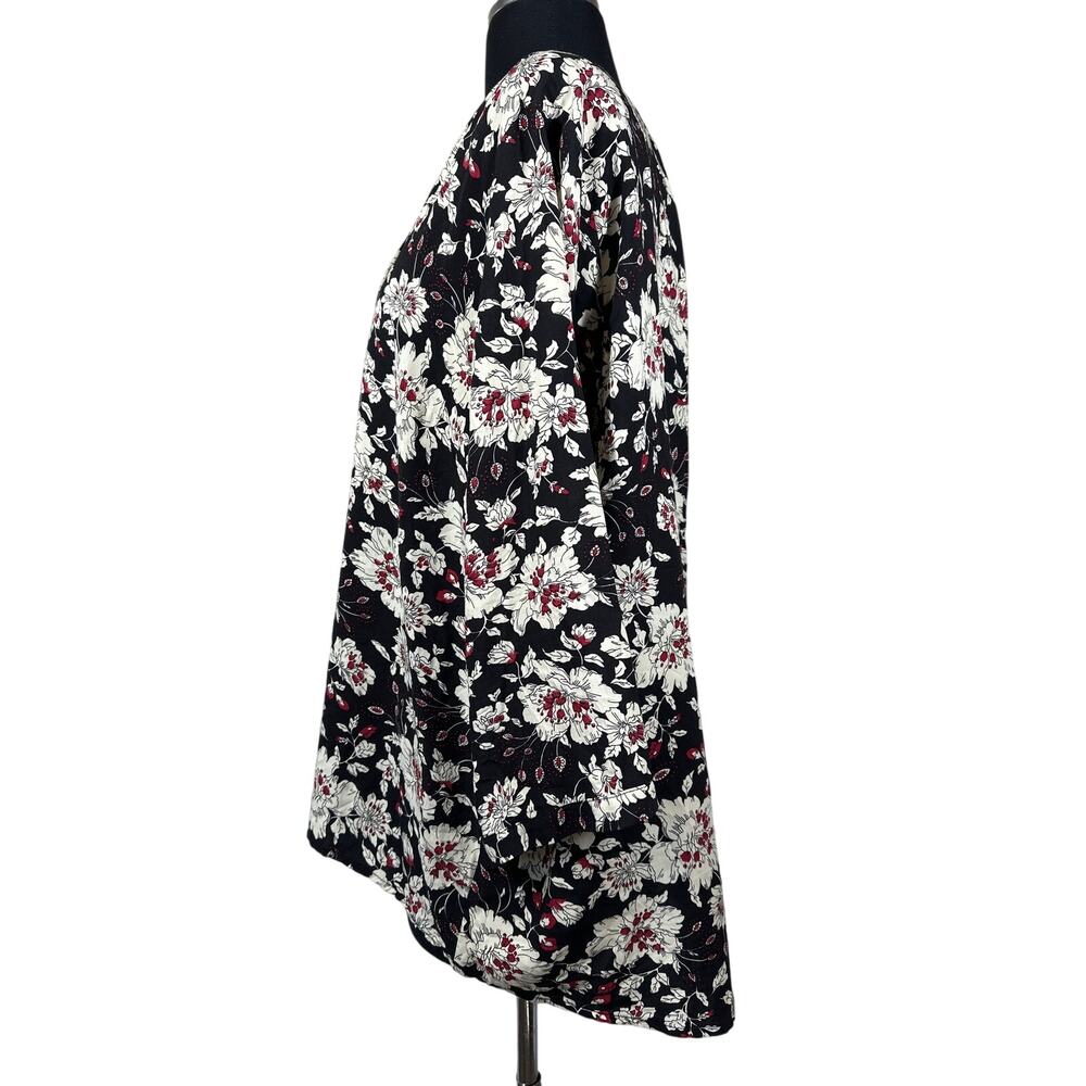 Fun 2 Fun Stitch Fix Floral Pintuck Pullover Blouse Top Black 2XL Office Casual - Picture 6 of 14